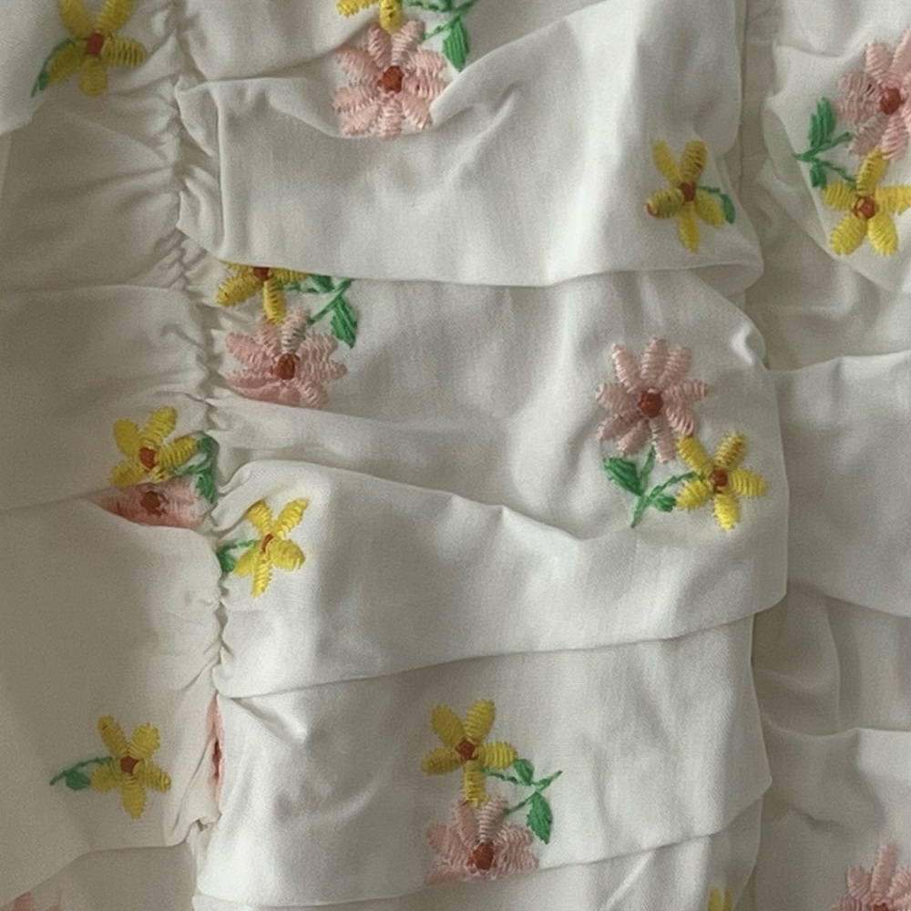 Floral Ruched Dress with Straps - Picture 3 of 5